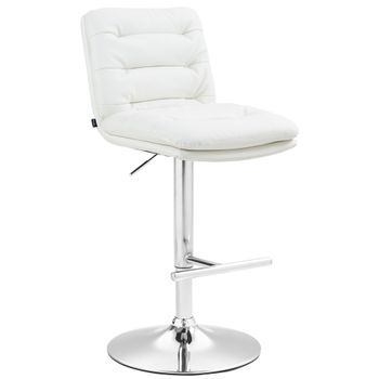 Clp Taburete De Bar Damar En Polipiel Simil Cuero Blanco 56x42x94 Cm