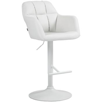 Clp Taburete De Bar Natoma En Polipiel Simil Cuero Blanco 59x57x97 Cm