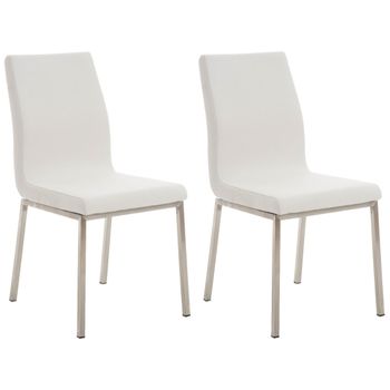 Clp Set De 2 Sillas De Comedor Colmar De Tela Blanco 50x40x88 Cm