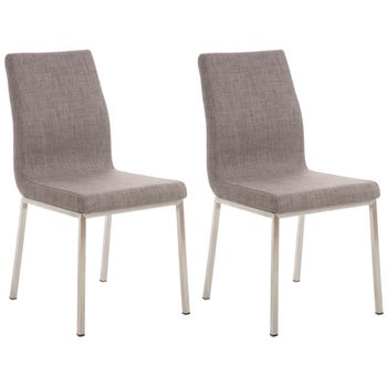 Clp Set De 2 Sillas De Comedor Colmar De Tela Gris 50x40x88 Cm