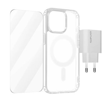 Pack 3 En 1 Iphone 15 Funda Magsafe Cristal Templado Cargador Usb-c 20w 4smarts