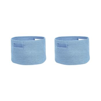 Conjunto De 2 Cestas De Algodón Azul Claro 20 Cm Trenzado Accesorio Chiniot - Azul