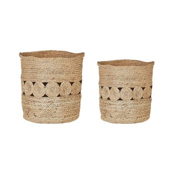 Conjunto De 2 Cestas De Yute Natural Almacenaje Accesorio Decorativo Boho Alang - Natural