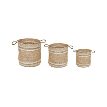 Conjunto De 3 Cestas De Yute Natural Beige Almacenaje Accesorio Decoración Zhob - Natural