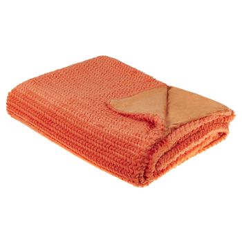 Manta De Poliéster Naranja 150 X 200 Cm Colcha Cubrecama Pelo Suave Accesorio Bjas - Naranja