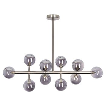 Lámpara De Techo De Metal Plateado 68 Cm Cristal Colgante 10 Luces Ramis - Plateado