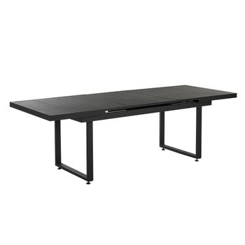 Mesa De Jardín Extensible De Metal Negro 180/240 X 90 Cm Patas Comedor Valcanetto - Negro