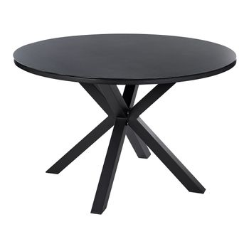 Mesa De Jardín De Metal Negro 120 Cm Aluminio Moderno Comedor Exterior Maletto - Negro