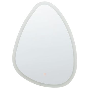 Espejo De Pared Led De Vidrio Plateado 58 X 78 Cm Maquillaje Tocador Baño Bethune - Plateado