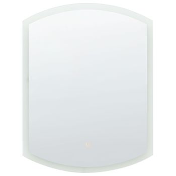 Espejo De Pared Led De Vidrio Plateado 60 X 78 Cm Maquillaje Ovalado Beziers - Plateado