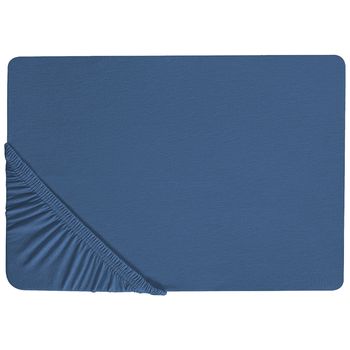 Sábana De Algodón Azul Marino 140 X 200 Cm Ajustable Bordes Elásticos Sólido Janbu - Azul