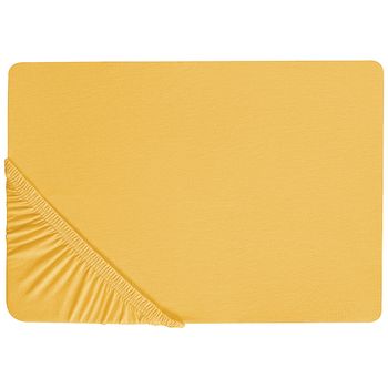 Sábana De Algodón Amarillo Mostaza 90 X 200 Cm Ajustable Bordes Elásticos Janbu - Amarillo