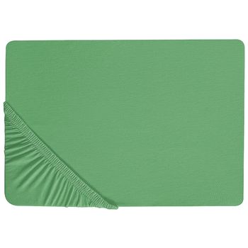 Sábana De Algodón Verde 200 X 200 Cm Ajustable Bordes Elásticos Sólido Janbu - Verde