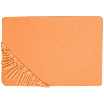 Sábana De Algodón Naranja 90 X 200 Cm Ajustable Bordes Elásticos Sólido Janbu - Naranja