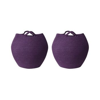 Conjunto De 2 Cestas De Algodón Violeta 30 Cm Hecho A Mano Ropa Accesorio Panjgur - Violeta