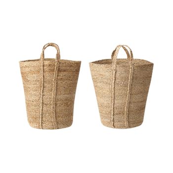 Conjunto De 2 Cestas De Yute Natural 50 Cm Almacenaje Ropa Boho Ornach - Natural