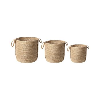 Conjunto De 3 Cestas De Yute Natural Almacenaje Ropa Accesorio Boho Wadh - Natural