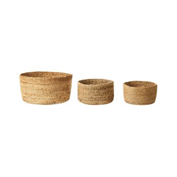 Conjunto De 3 Cestas De Yute Natural Beige Almacenaje Ropa Accesorio Boho Ranwal - Natural