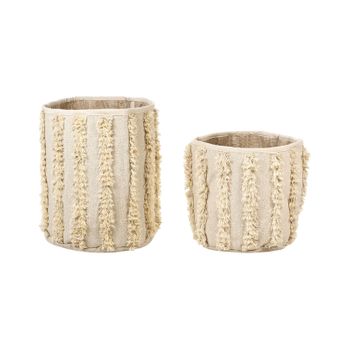 Conjunto De 2 Cestas De Algodón Beige Almacenaje Ropa Accesorio Boho Kakki - Beige