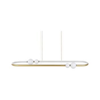 Lámpara De Techo Led De Metal Dorado Blanco 160 Cm Forma Ovalada Glamour Feale - Dorado