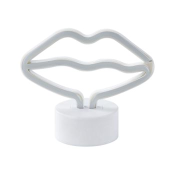 Letrero Led De Neón Rosa Pvc Luces Labios Pilas Accesorio Decorativo Flora - Rosa