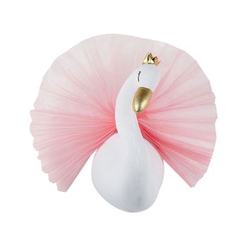 Decoración De Pared De Algodón Blanco Crema Rosa Dorado 22 X 32 Cm Cisne Odetta - Blanco