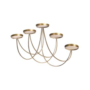 Portavelas De Metal Dorado 38 Cm Candelabro 5 Velas Glamour Moderno Buaran - Dorado