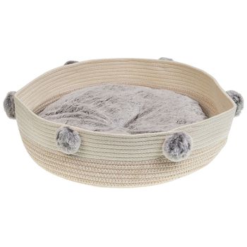 Cama Para Perro De Algodón Beige Claro Blanco 44 Cm Mascota Gato Asas Ortaca - Beige