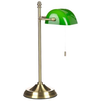 Lámpara De Mesa De Vidrio Verde Dorado 52 Cm Base Metal Pantalla Ajustable Maraval - Verde