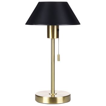 Lámpara De Mesa De Metal Negro Dorado 37 Cm Pantalla Cónica Interruptor Caparo - Negro