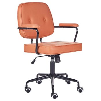 Silla De Oficina De Piel Sintética Naranja Negro Giratorio Altura Ajustable Pawnee - Naranja