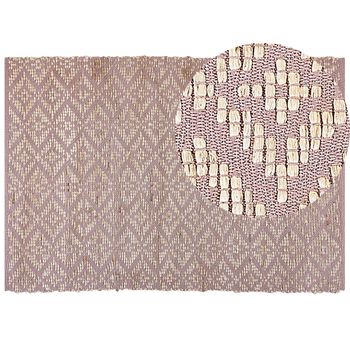 Alfombra De Algodón Rosa Beige 160 X 230 Cm Yute Patrón Geométrico Retro Gerze - Rosa