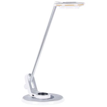 Lámpara De Oficina Led De Metal Plateado Blanco 45 Cm Brazo Ajustable Usb Corvus - Plateado