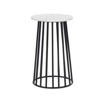 Mesa Auxiliar De Mármol Blanco Negro 36 Cm Glamour Sala De Estar Dormitorio Taree - Blanco