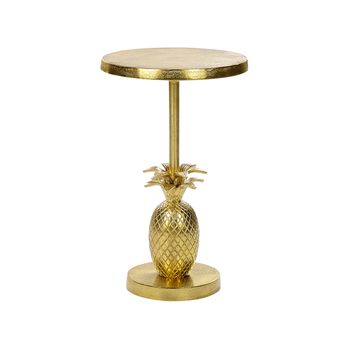 Mesa Auxiliar De Metal Dorado 29 Cm Forma De Piña Glamour Sala De Estar Pannouvre - Dorado