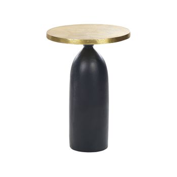 Mesa Auxiliar De Metal Dorado Negro 36 Cm Hecho A Mano Forma Geométrica Tekapo - Dorado