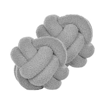 Conjunto De 2 Cojines De Bouclé Gris 19 X 19 Cm Accesorio Malni - Gris