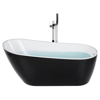 Bañera De Acrílico Negro Plateado Blanco 170 Cm Independiente Bordes Solarte - Negro