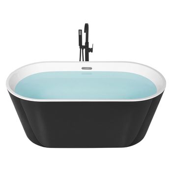 Bañera De Acrílico Negro Plateado Blanco 170 Cm Sanitario Independiente Havana - Negro