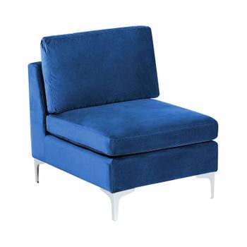 Sillón Modular De Terciopelo Azul Marino Asiento Patas Metal Glamour Evja - Azul