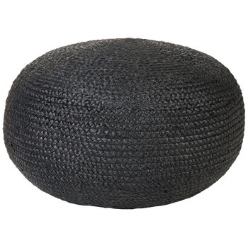 Puf De Yute Natural Negro 45 X 30 Cm Relleno Bolas Eps Moderno Boho Dukki - Natural