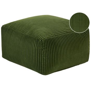 Puf De Pana Verde Oscuro 50 X 30 Cm Bolas Eps Reposapiés Relleno Sólido Mukki - Verde