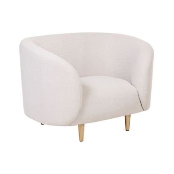 Sillón De Poliéster Beige Dorado Bouclé Suave Patas Retro Glamour Loen - Beige