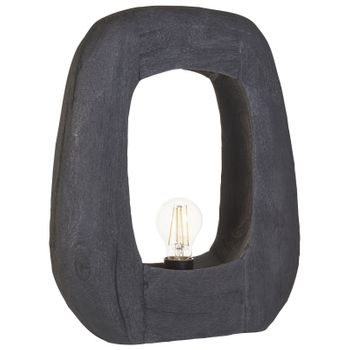 Lámpara De Mesa De Madera De Mango Negra 42 Cm Pantalla Abierta Irregular Ajay - Negro