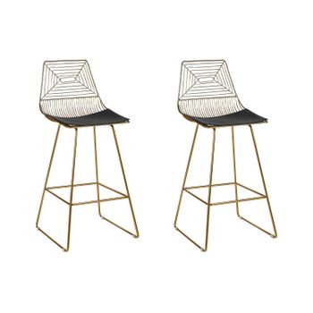 Conjunto De 2 Sillas De Metal Dorado Negro Asiento Piel Sintética Bisbee - Dorado