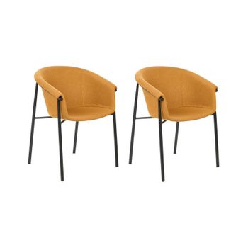 Conjunto De 2 Sillas Naranja Negro Poliéster Contemporáneo Comedor Ames - Naranja