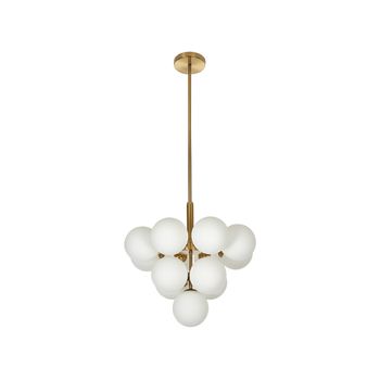 Lámpara De Techo De Metal Latón Blanco 99 Cm Colgante 13 Luces Globos Birrie - Latón