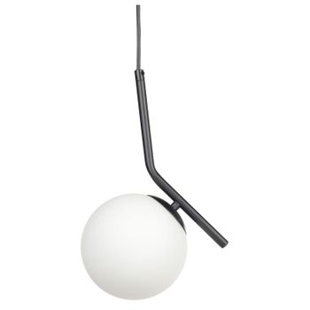 Lámpara De Techo De Vidrio Negro Wapiti Moderna Pantalla Redonda De Vidrio Una Sola Luz Varilla De Metal Pantalla De Vidrio Blanco Y Negro - Blanco