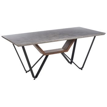 Mesa De Comedor Gris Claro Negro 180 X 90 Cm Mdf Efecto Cemento 6 Plazas Bandura - Gris