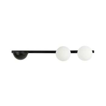 Lámpara De Pared De Vidrio Negro Blanco 84 Cm Con Maceta Pantallas Globos Isabella - Negro